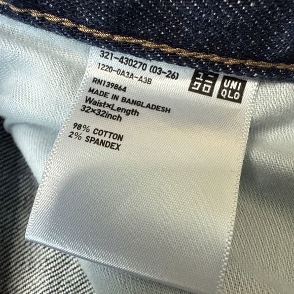 UNIQLO Jeans Mens 32x32 Blue Selvedge Kaihara Slim Straight Japanese Denim - Picture 5 of 13